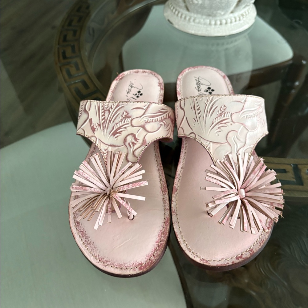 🩷🩷PATRICIA NASH FRANCA FLOWER POM TOOLED LEATHER SANDALS!🩷🩷SALE SALE SALE - Picture 2 of 6